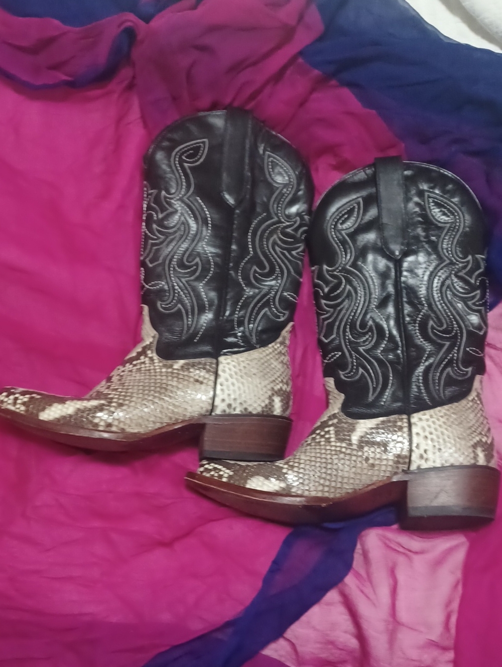 Authentic JB DILLON Real Python Leather Cowboy Western Boots 9.5